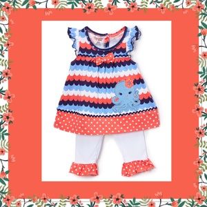 Coral & Blue Octopus Tunic Set